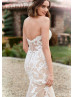 Strapless Sweetheart Neck Ivory Lace Tulle Romantic Wedding Dress